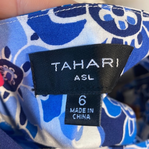 NWOT TAHARI ASL ruffle straps fit flare dress peek a boo back cotton stretch 6 - Picture 8 of 15